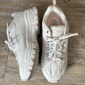 Y2K Platform Sneakers Champion White Pink Women's 10 Vintage Trainers Chunky